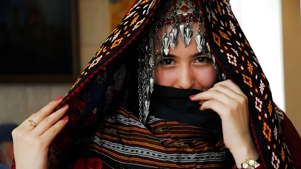 Turkmen women in traditional clothing