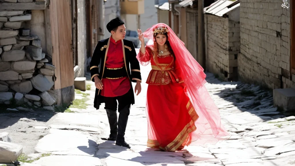 Traditional Iranian Azeris women's embroidered clothing
