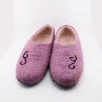 Handmade light purple felt slippers, Turkmen craftsmanship