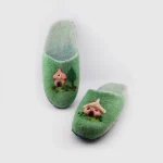 Natural suede anti-slip sole on Turkmen felt slippers