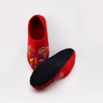 Traditional hand-felted red slippers, indoor footwear