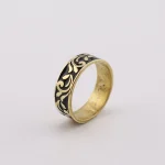 Golden brass and glossy black enamel contrast – authentic Persian artisan ring