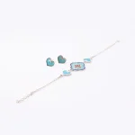 Luxury Persian cloisonné enamel silver jewelry set - heart earrings and adjustable bracelet - perfect romantic gift