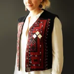 Handmade Baluchi needlework vest with traditional mirror work – red and black authentic design