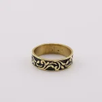 Golden brass and glossy black enamel contrast – authentic Persian artisan ring