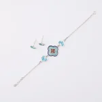 Delicate 925 silver heart-shaped stud earrings with authentic Minakari cloisonné enamel in turquoise - handmade in Iran