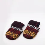 Pair of authentic Turkmen hand-knit wool slipper socks – handmade ethnic gift