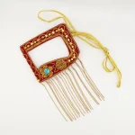 side view of traditional Persian Gulf burqa with adjustable golden satin tie – one size fits all