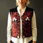 A model Wearing the handmade Baluchi embroidery vest with mirror work